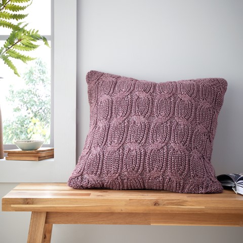 Catherine Lansfield Plum Chunky Marl Knit Cushion