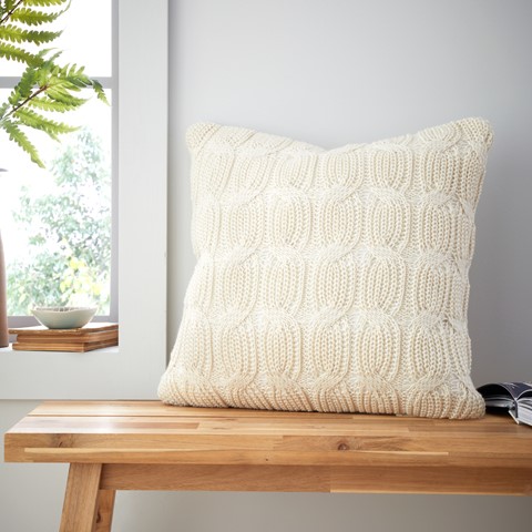 Catherine Lansfield Cream Chunky Marl Knit Cushion