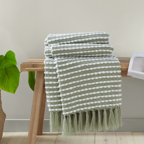 Catherine Lansfield Sage Stab Stitch Throw