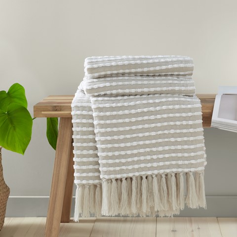 Catherine Lansfield Natural Stab Stitch Throw