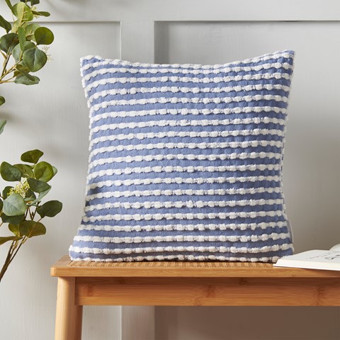 Catherine Lansfield Blue Stab Stitch Cushion