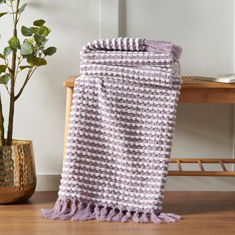 Catherine Lansfield Lilac Stab Stitch Throw