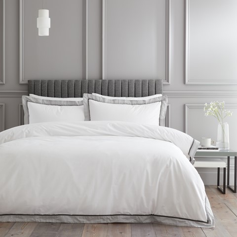 Mayfair White & Silver Duvet Set