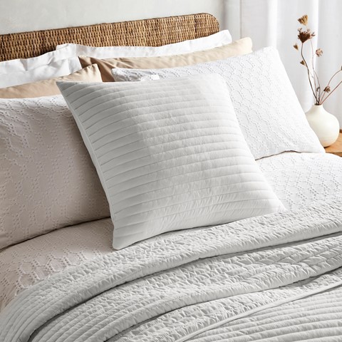 Quilted Lines White Cushion