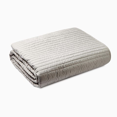 Quilted Lines Silver Bedspread