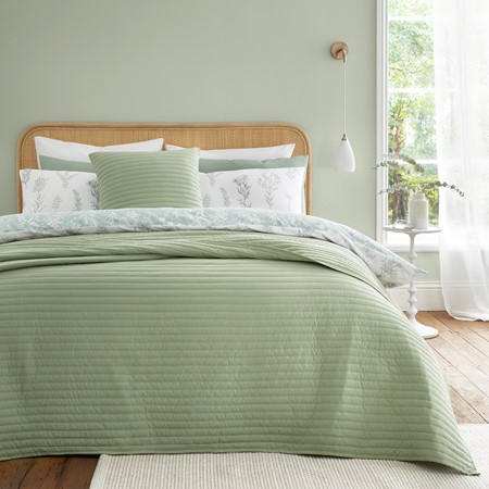 Quilted Lines Sage Bedspread primary image