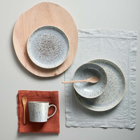 Denby Halo Speckle Set of 4 Coupe Dinner Plates