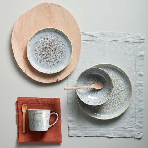 Denby Halo Speckle Set of 4 Medium Coupe Plates