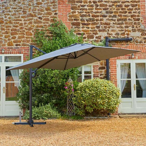 Deluxe 3.0M Cantilever Taupe Parasol & Cross Base