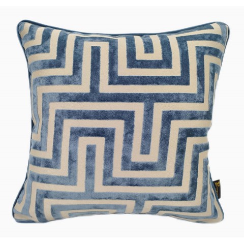 Abstract Blue Cut Velvet Cushion