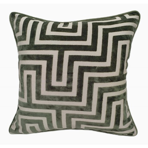 Abstract Sage Cut Velvet Cushion