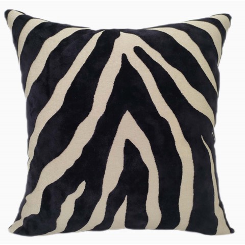 Zebra Black Velvet Cushion