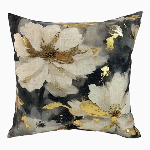 Sally Printed Floral Gold Foil Cushion