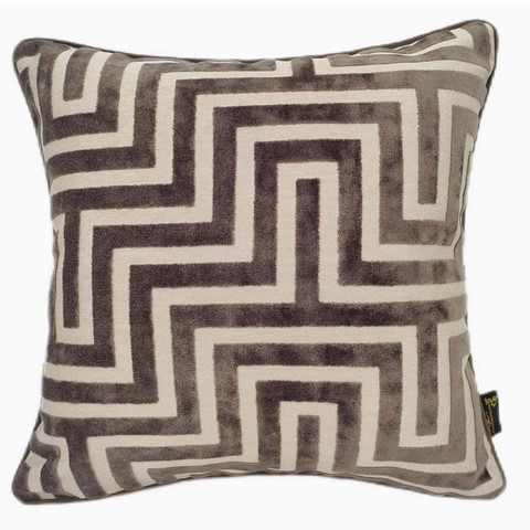 Abstract Brown Cut Velvet Cushion