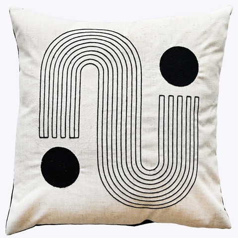 Klee Art Deco Stitch Black Cushion