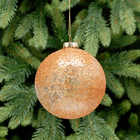 Copper Glass Bauble With Sequin
