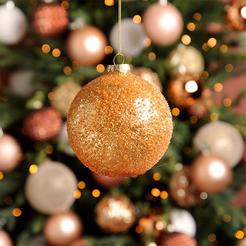 Copper Glass Bauble With Sequin