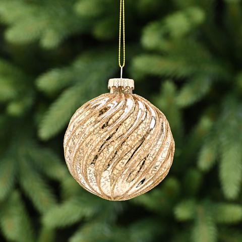 Antique Gold Spiral Glass Bauble