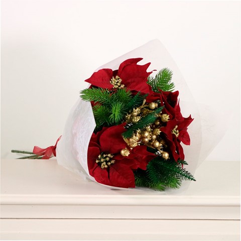Red Poinsettia Bunch
