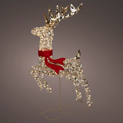 Outdoor Gold LED Leaping Reindeer