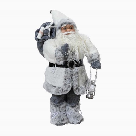 Santa With White Coat And Silver Medium