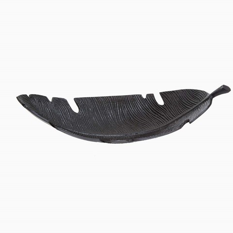 Prato Black Finish Curved Leaf Dish