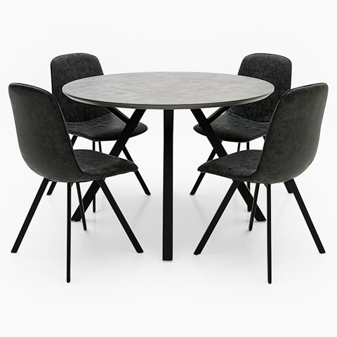 Akida Round Dining Table & 4 Chairs Set