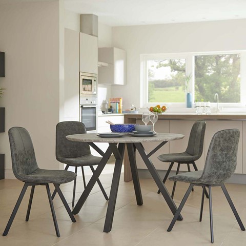 Akida Round Dining Table & 4 Chairs Set