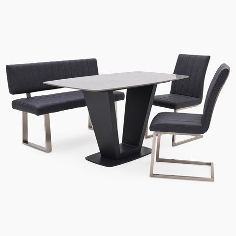 Alpha Dining Table, Bench & 2 Chairs Set