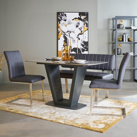 Alpha Dining Table, Bench & 2 Chairs Set