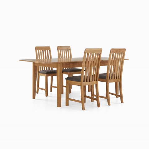 Bexley Compact Extending Dining Table & 4 Slatted Back Chairs Set