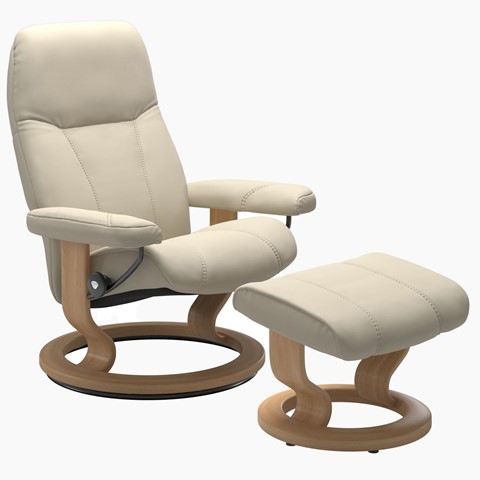 Stressless Consul Classic Base Recliner Chair with Footstool