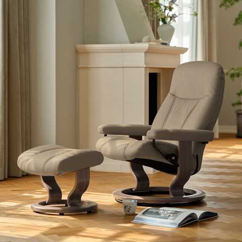Stressless Consul Medium Classic Base Recliner Chair with Footstool