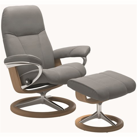 Stressless Consul Signature Base Recliner Chair with Footstool
