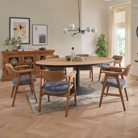 Coralia Large Dining Table & 6 Dining Chairs Set