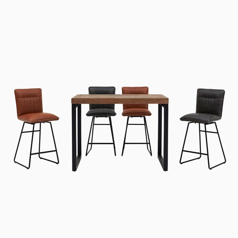 Detroit Bar Table & 4 Marx Stools Set