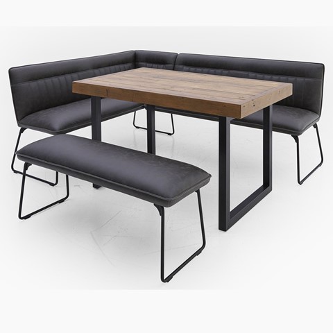 Detroit 135cm Dining Table, Marx Corner Bench & Low Bench Set