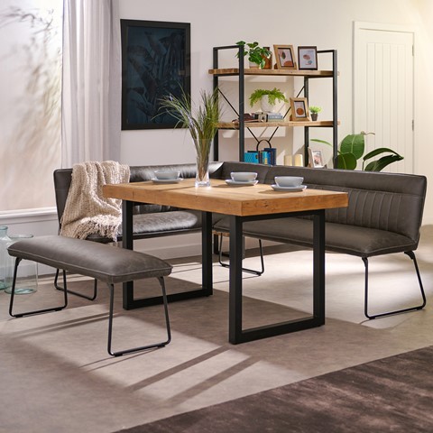 Detroit 135cm Dining Table, Marx Corner Bench & Low Bench Set