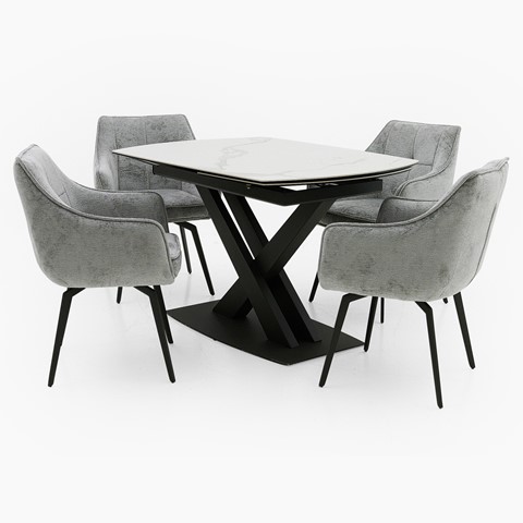 Gabriel Extending Dining Table & 4 Nyx Chairs Set