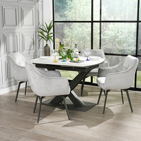 Gabriel Extending Dining Table & 4 Nyx Chairs Set