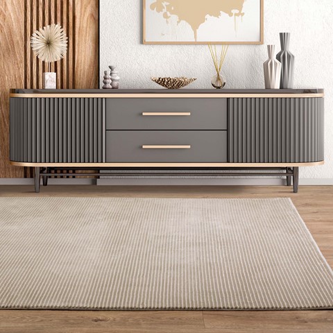 Karis Beige Plain Stripe Rug