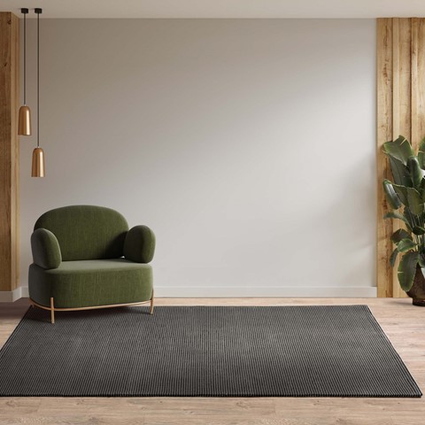 Karis Charcoal Plain Stripe Rug
