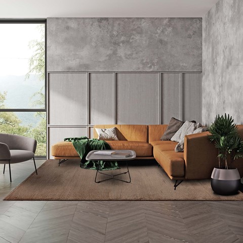 Karis Terracotta Plain Stripe Rug