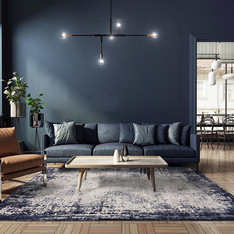 Karis Navy Border Rug