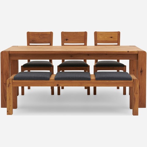 Mezzano 190cm Dining Table, Bench & 3 Chairs Set
