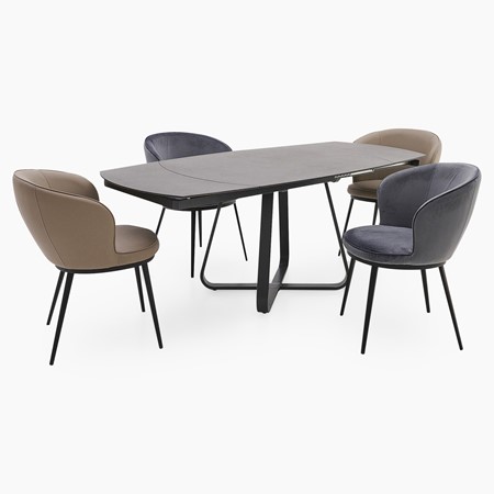 Nikita Extending Dining Table & 4 Mabel Chairs Set primary image