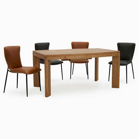 Oceanus Extending Dining Table & 4 Hera Chairs Set