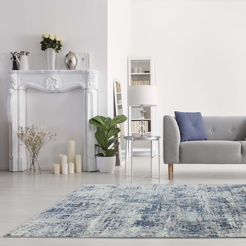 Opal Blue Abstract Rug