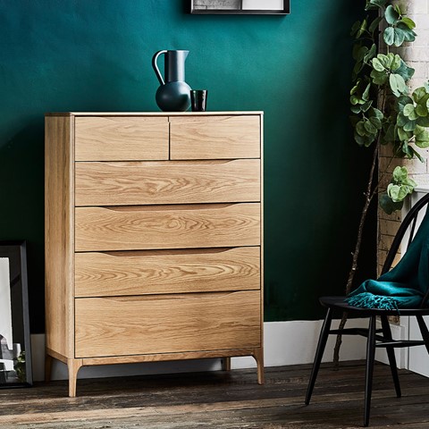 Ercol Rimini 6 Drawer Tall Wide Chest