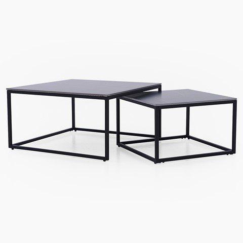 Tyler Black Square Nest of Coffee Tables